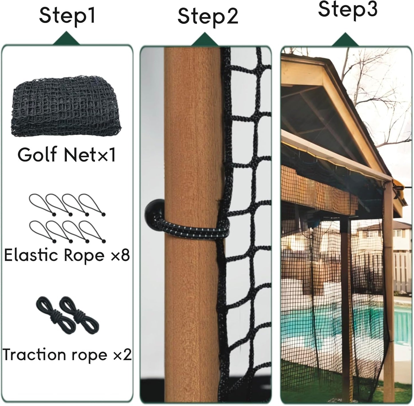 Golf Practice Net,10X10Ft Heavy Duty Nylon Golf Hitting Net,Golf Net Outdoor Indoor with Wire Hanging Kit,Golf Nets for Backyard Driving,Golf,Baseball, Hockey, Soccer