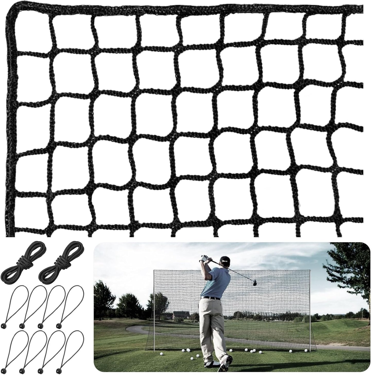 Golf Practice Net,10X10Ft Heavy Duty Nylon Golf Hitting Net,Golf Net Outdoor Indoor with Wire Hanging Kit,Golf Nets for Backyard Driving,Golf,Baseball, Hockey, Soccer