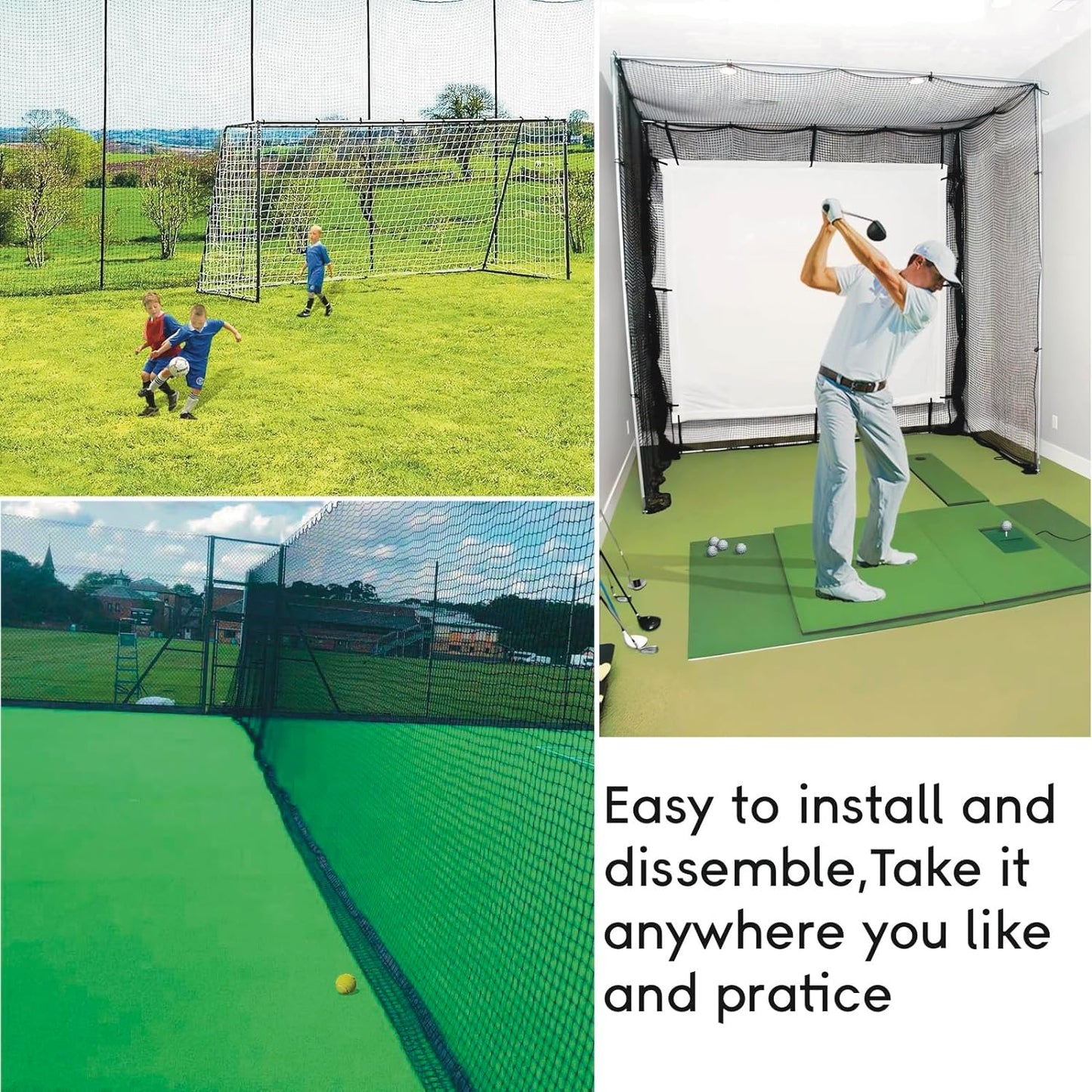 Golf Practice Net,10X10Ft Heavy Duty Nylon Golf Hitting Net,Golf Net Outdoor Indoor with Wire Hanging Kit,Golf Nets for Backyard Driving,Golf,Baseball, Hockey, Soccer