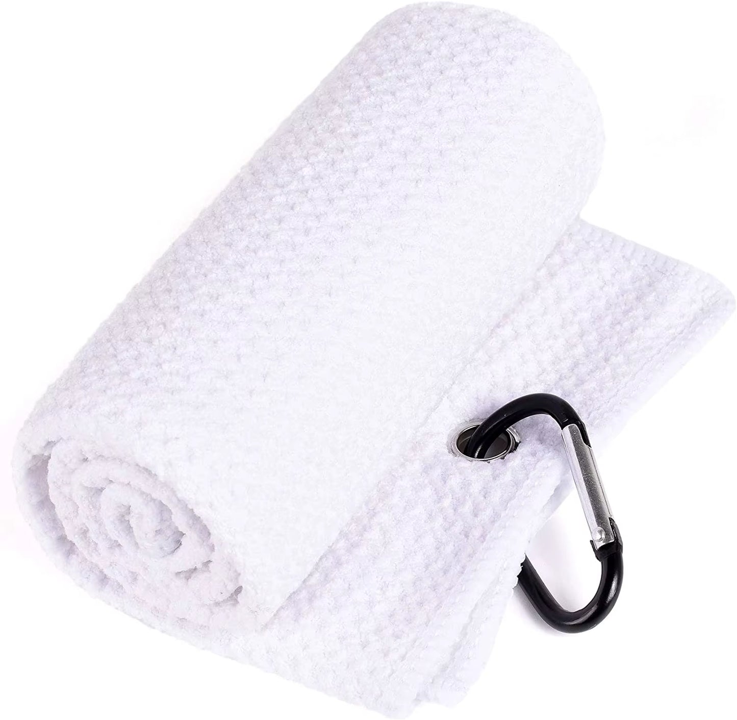 Tri-Fold Golf Towel | Premium Microfiber Fabric | Waffle Pattern | Heavy Duty Carabiner Clip