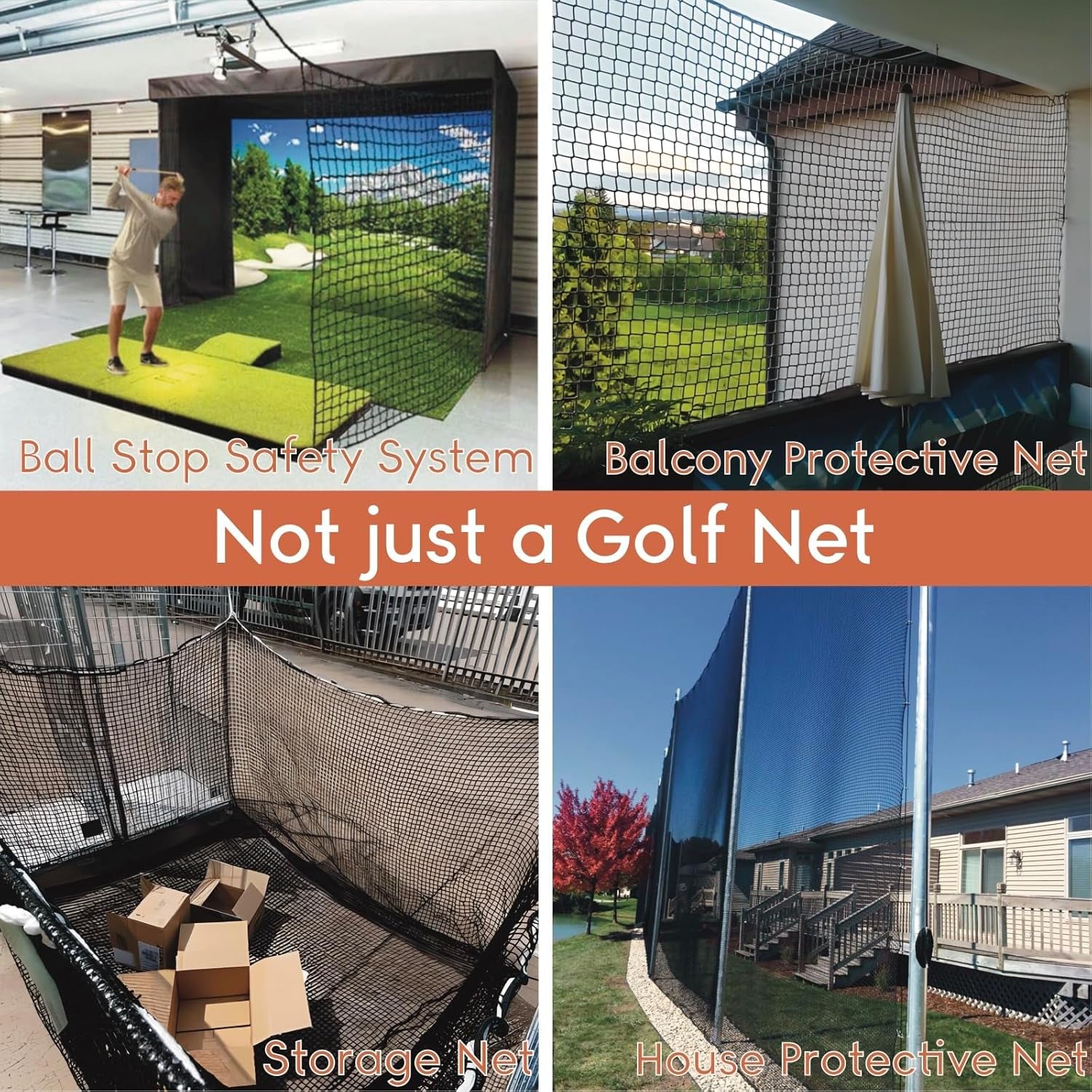 Golf Practice Net,10X10Ft Heavy Duty Nylon Golf Hitting Net,Golf Net Outdoor Indoor with Wire Hanging Kit,Golf Nets for Backyard Driving，Golf,Baseball, Hockey, Soccer