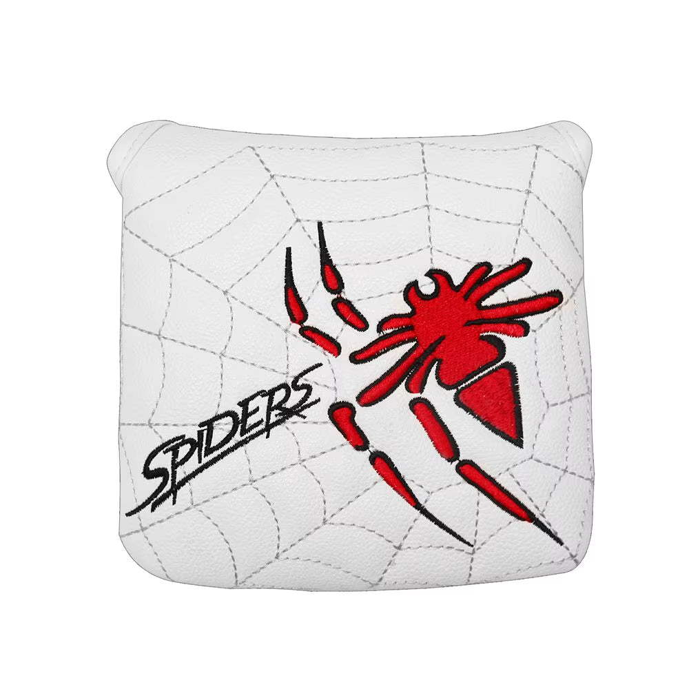 White PU Leather Spider Embroidery Golf Club Head Covers for Taylormad Driver Fairway Woods Hybird Blade Large Mallet Putter