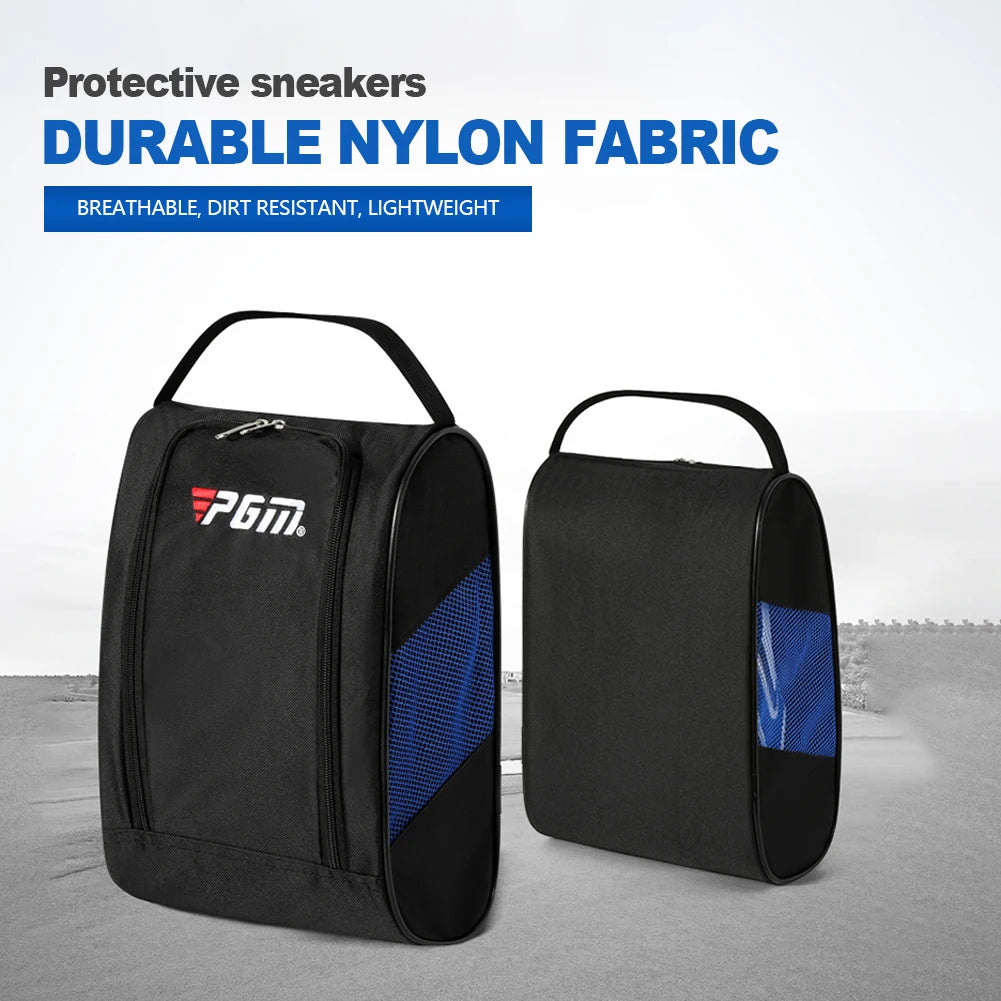 Unisex Golf Shoe Carrier Bags Portable Nylon Golf Shoe Pocket with Zipper Hand-Held Breathable Ultra-Light Sports Accessories