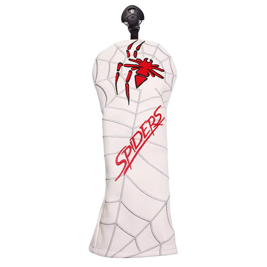 White PU Leather Spider Embroidery Golf Club Head Covers for Taylormad Driver Fairway Woods Hybird Blade Large Mallet Putter