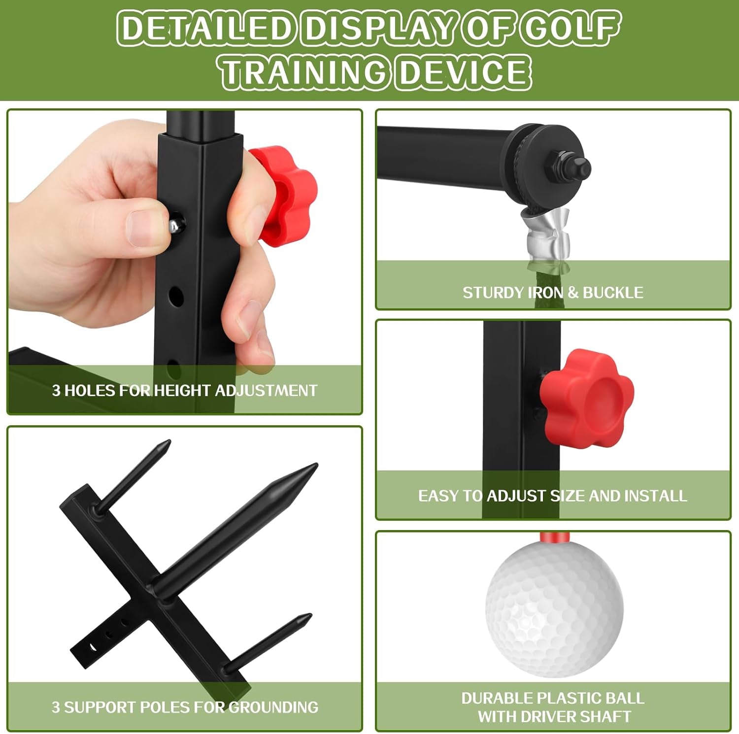 1 Set Golf Swing Trainer Training Iron Golf Practice Swing Groover with 3 Height Indoor Golf Practice Simulator Accessories Golf Swing Aid Practice Equipment for Golf Swing Training