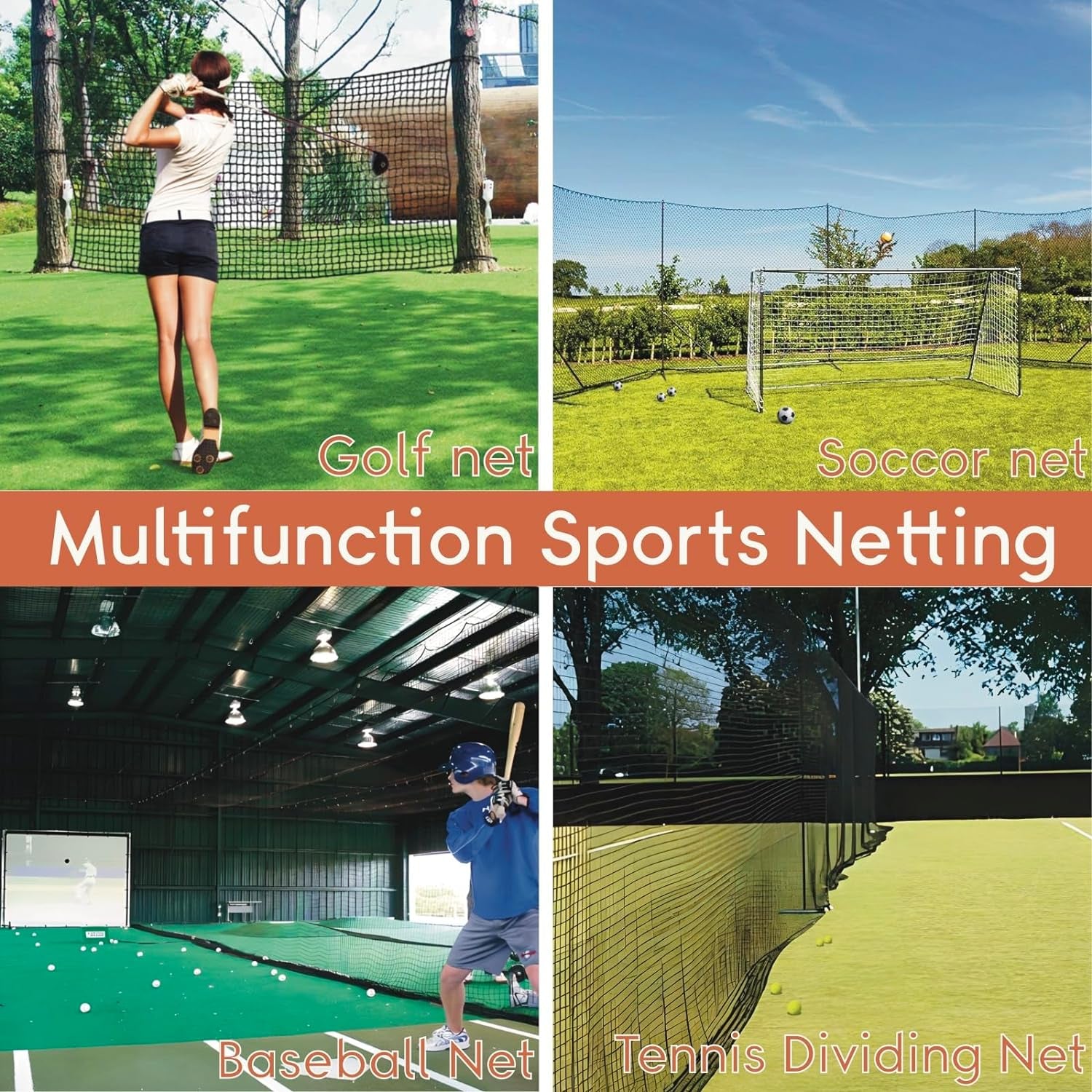Golf Practice Net,10X10Ft Heavy Duty Nylon Golf Hitting Net,Golf Net Outdoor Indoor with Wire Hanging Kit,Golf Nets for Backyard Driving，Golf,Baseball, Hockey, Soccer