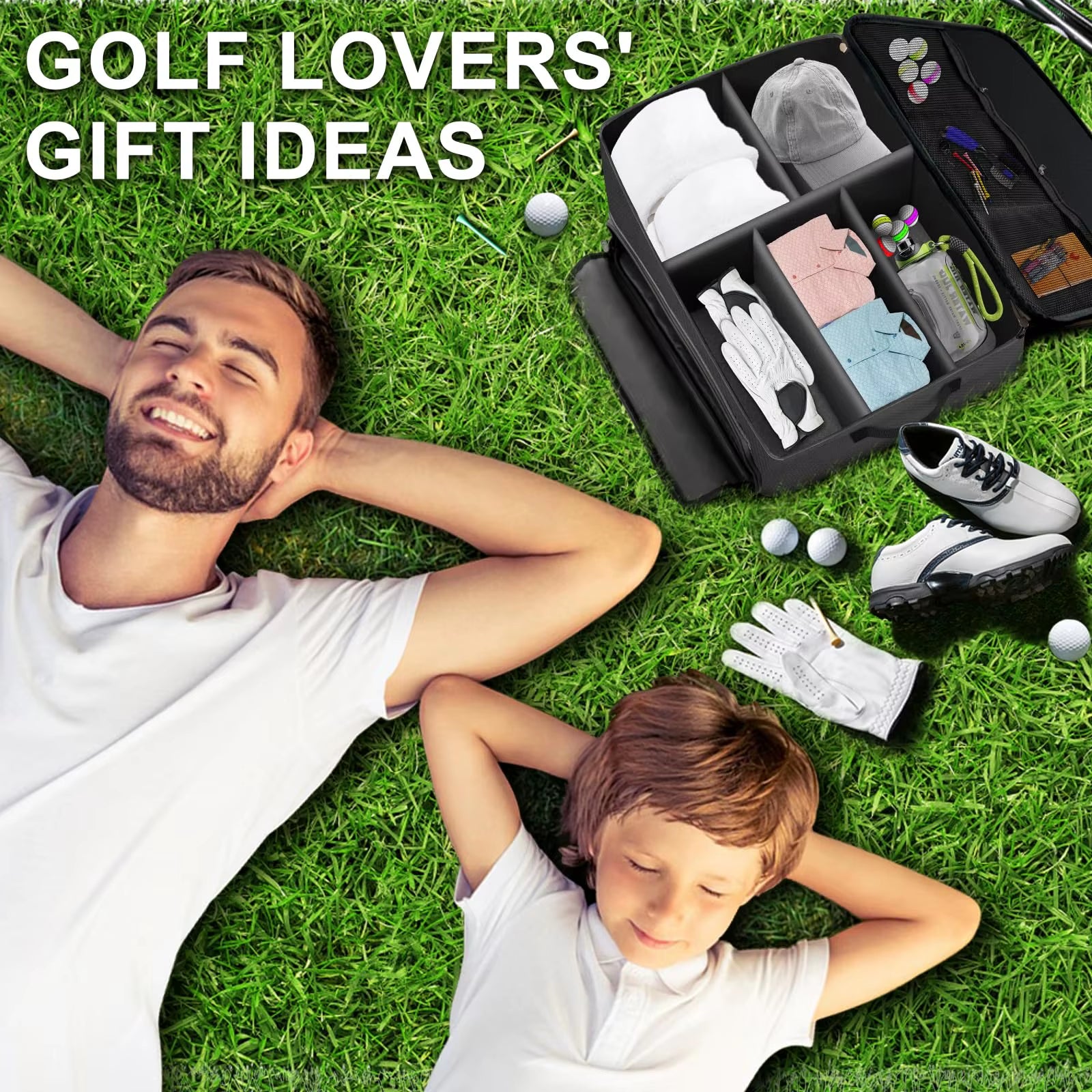 2 Layers Golf Trunk Organizer, Golf Accessories, Waterproof and Durable Golf Storage Bag, Golf Organizer for Car
