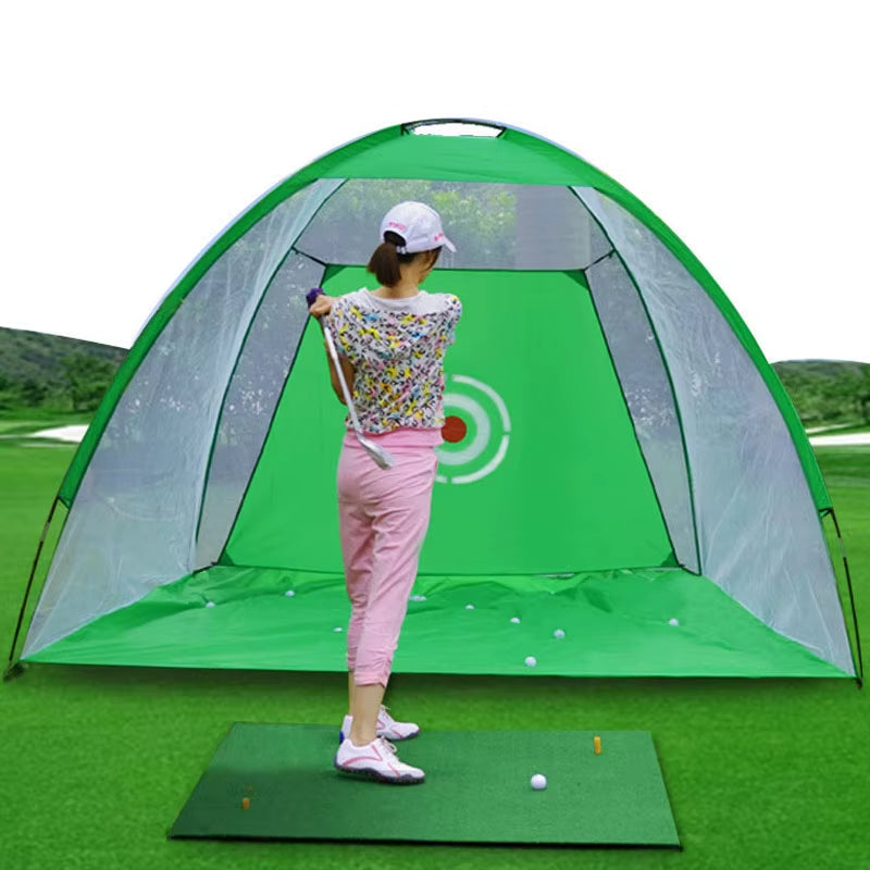 Indoor 2M Golf Practice Net Tent Golf Hitting Cage Garden Grassland Practice Tent Golf Training Equipment Mesh Outdoor XA147A
