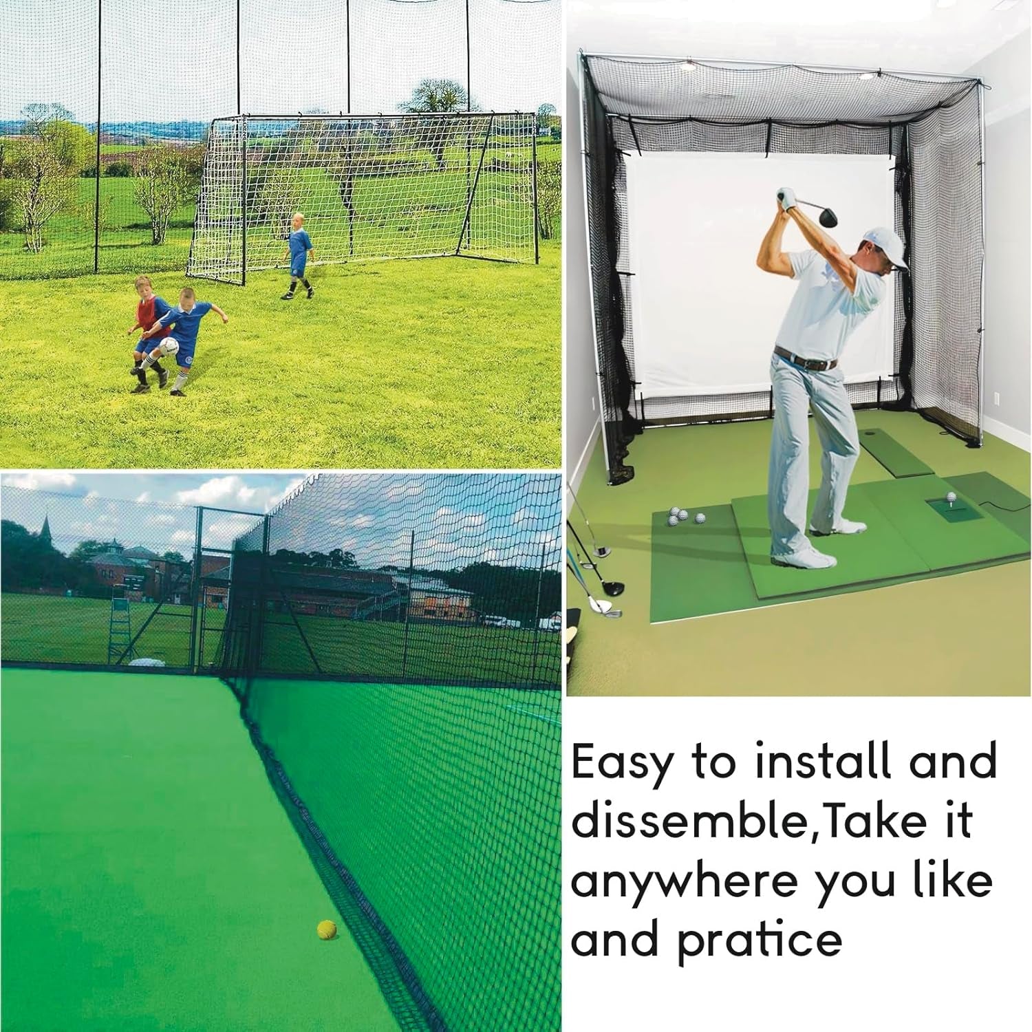 Golf Practice Net,10X10Ft Heavy Duty Nylon Golf Hitting Net,Golf Net Outdoor Indoor with Wire Hanging Kit,Golf Nets for Backyard Driving，Golf,Baseball, Hockey, Soccer