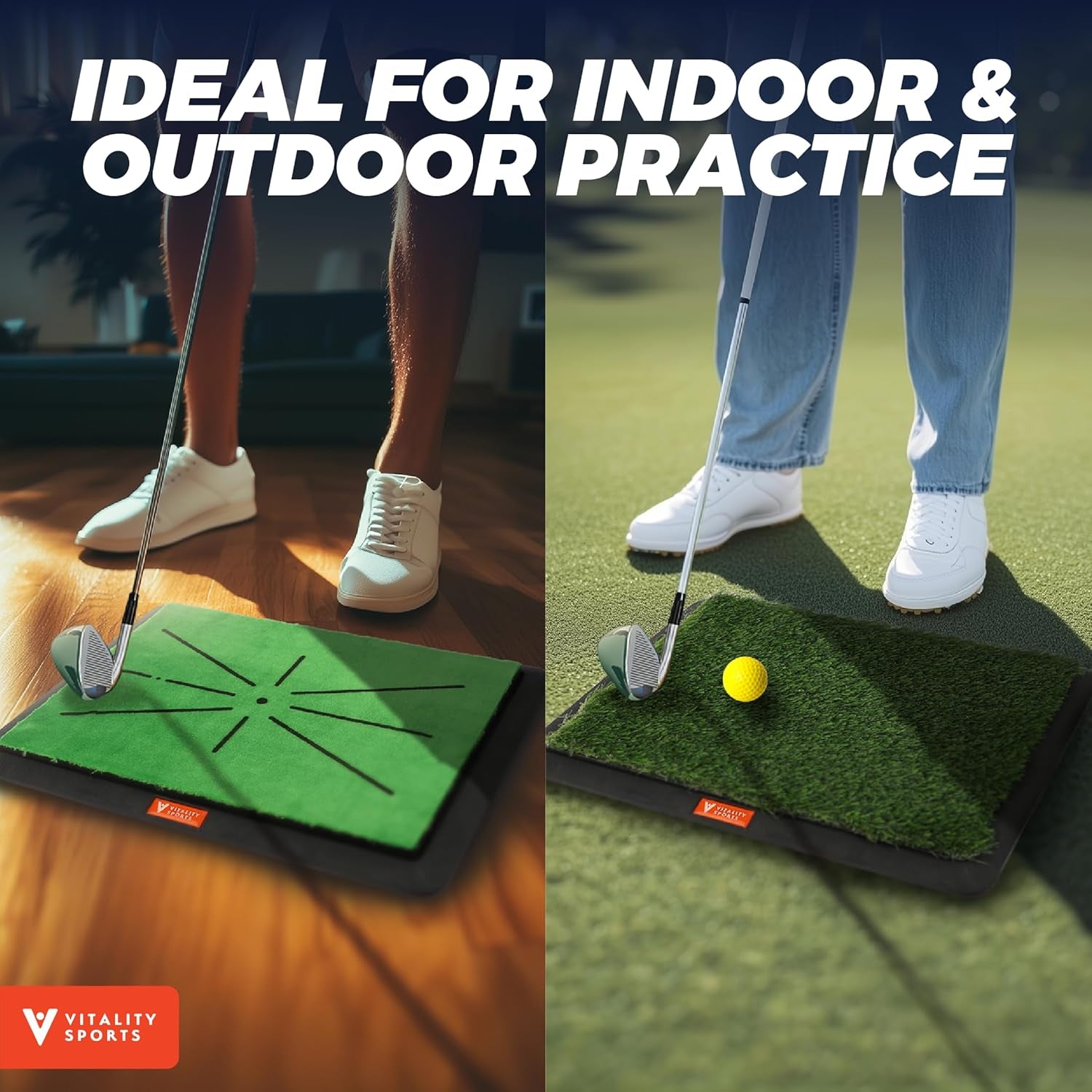 Premium Golf Hitting Mat - Golf Swing Path Trainer & Divot Board, Outdoor Indoor Practice Mat, Golf Swing Detection & Training Impact Mat for Golfers.