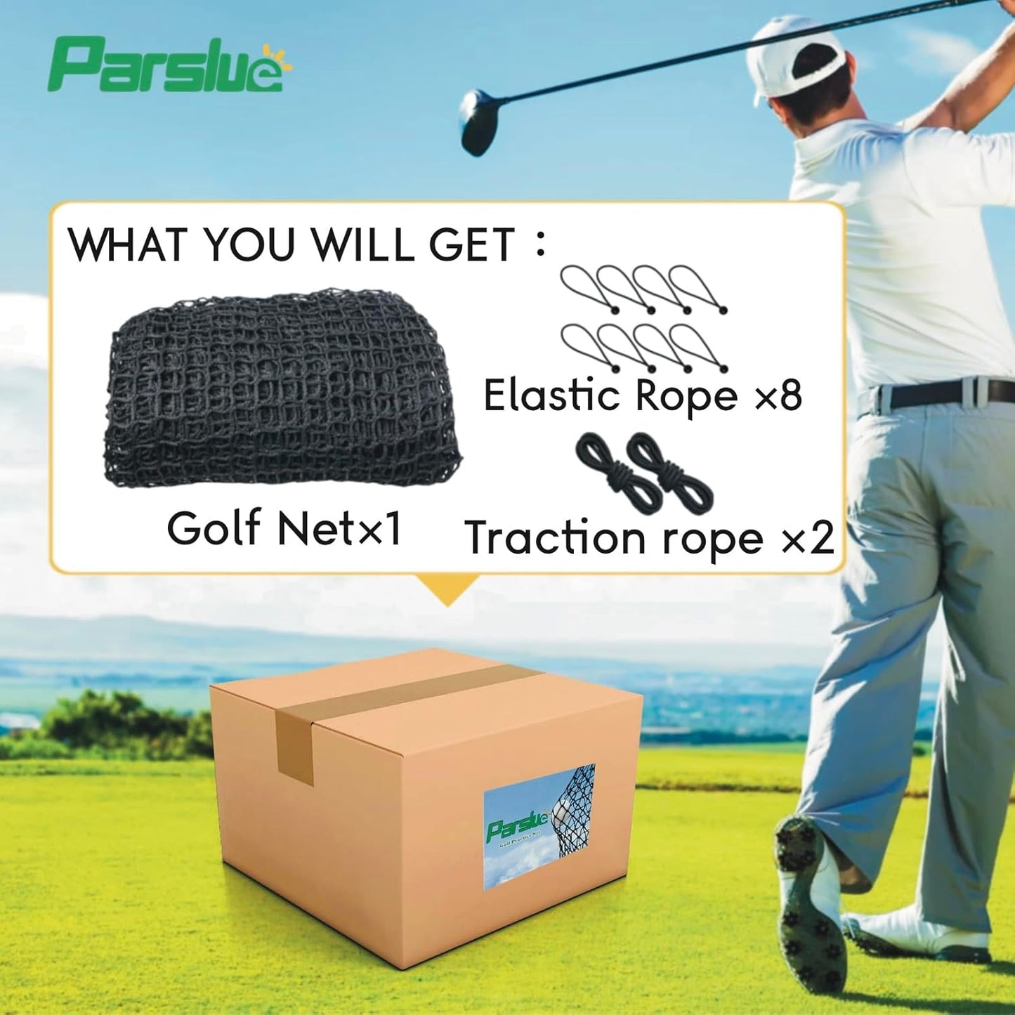 Golf Practice Net,10X10Ft Heavy Duty Nylon Golf Hitting Net,Golf Net Outdoor Indoor with Wire Hanging Kit,Golf Nets for Backyard Driving，Golf,Baseball, Hockey, Soccer