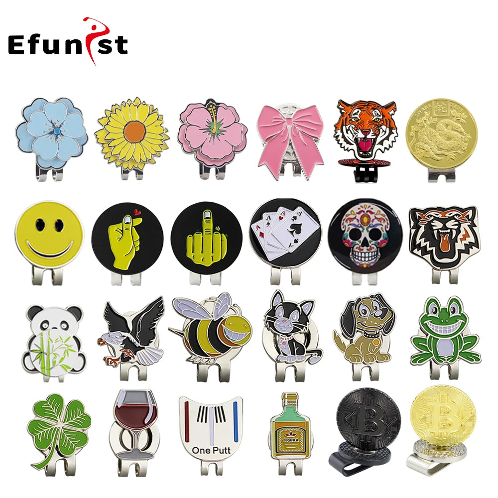 Golf Ball Mark with Golf Hat Clip Magnetic Alloy Birdie One Putt Eagle Tiger Cap Glove Design Golf Marker Men Women Drop Ship