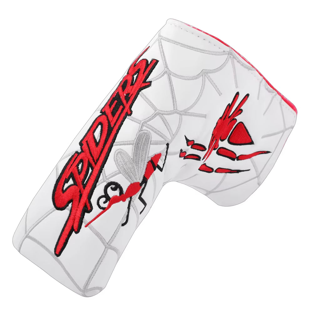 White PU Leather Spider Embroidery Golf Club Head Covers for Taylormad Driver Fairway Woods Hybird Blade Large Mallet Putter