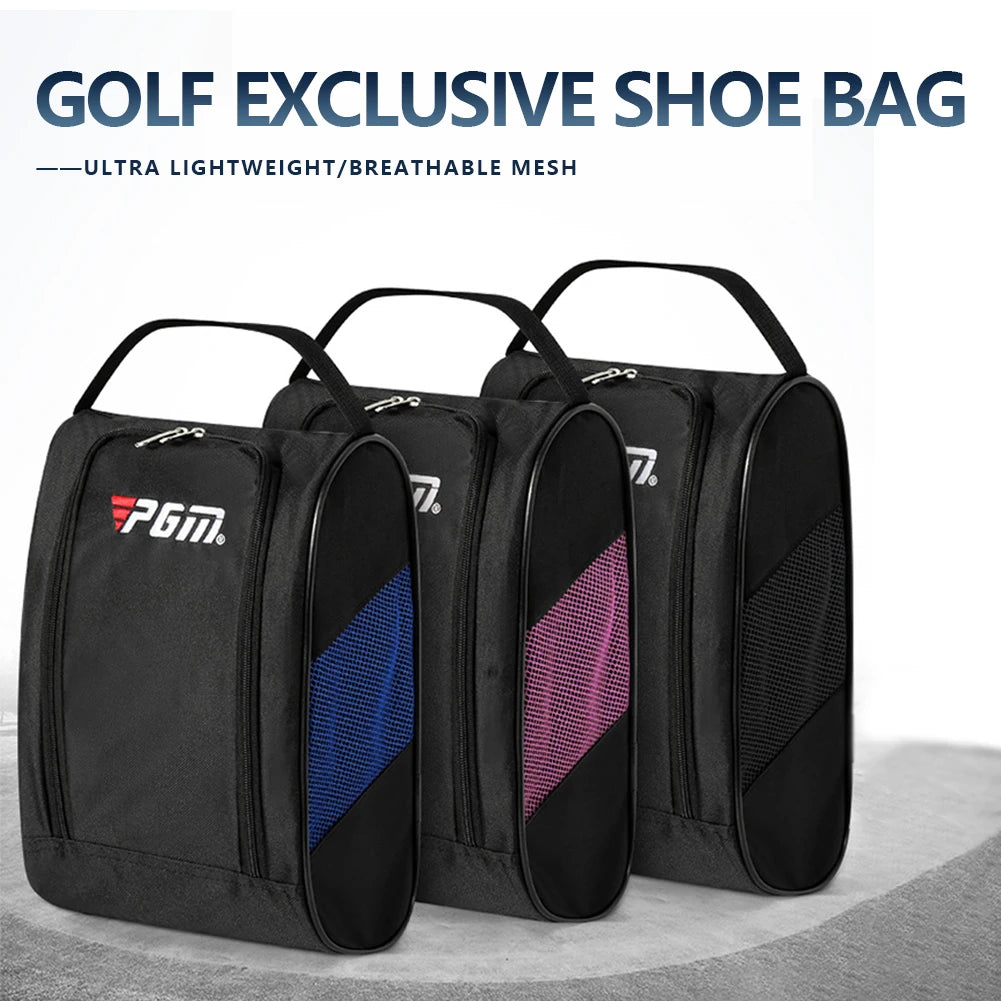 Unisex Golf Shoe Carrier Bags Portable Nylon Golf Shoe Pocket with Zipper Hand-Held Breathable Ultra-Light Sports Accessories