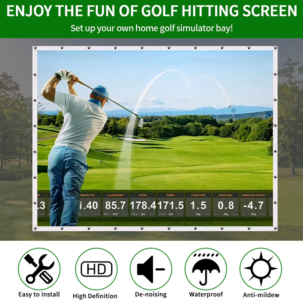 Golf Impact Screen - Silent HD, Tear-Resistant, Indoor & Outdoor Swing Training, Easy Setup, Anti-Strike, Various Sizes