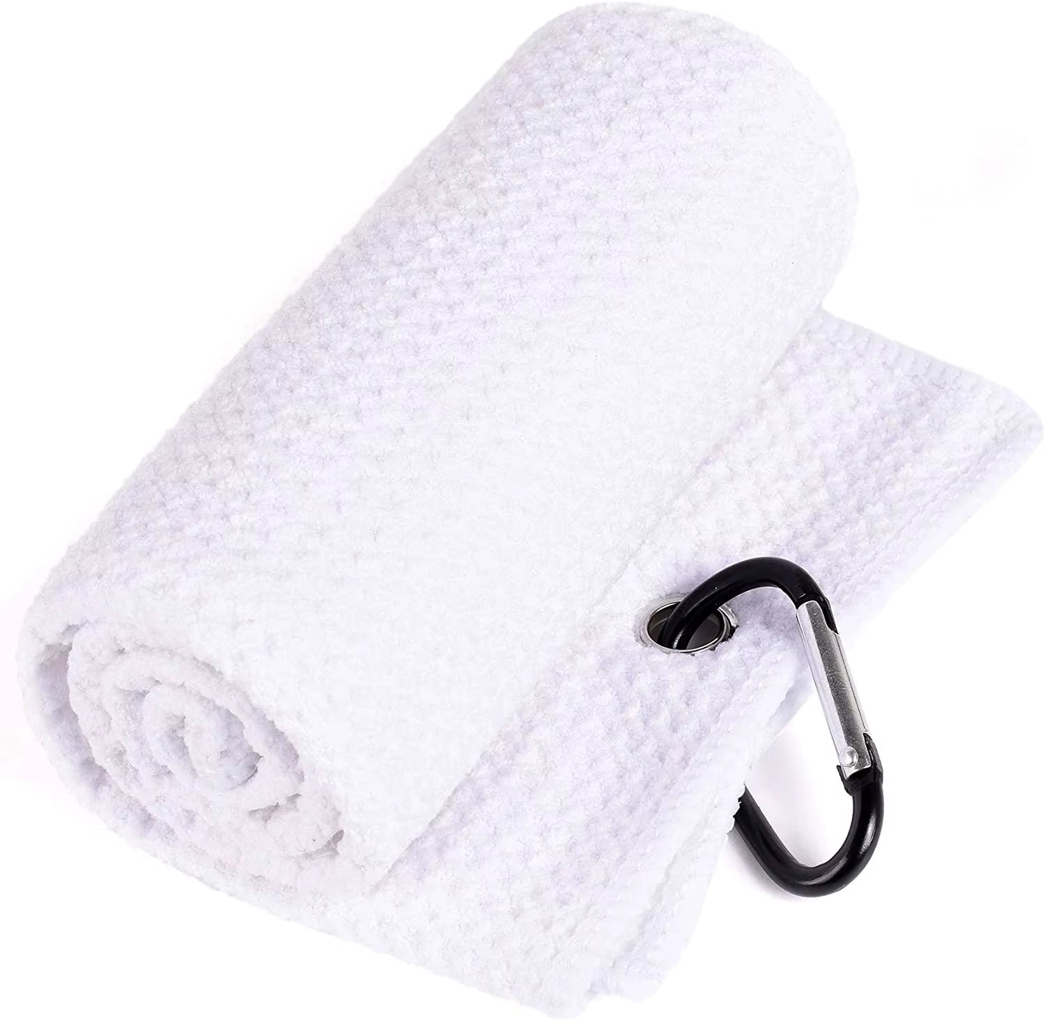 Tri-Fold Golf Towel | Premium Microfiber Fabric | Waffle Pattern | Heavy Duty Carabiner Clip